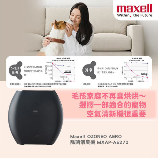 圖片 麥克賽爾 Maxell - OZONEO AERO 寵物淨味除菌座枱空氣清新機 MXAP-AE270 黑色